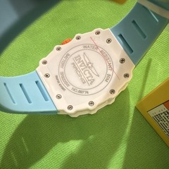 Invicta Racing Quartz Chronograph 50m Tonneau Watch White/Gray Blue Strap Box