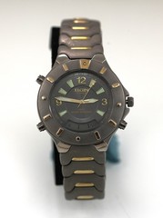 Elgin Watch Men Gray Gold Titanium Stainless Batt Chron Alarm Date Light Quartz