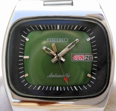 Vintage Seiko Automatic Japan Men’s Watch – Aftermarket Green TV Shape Day Date