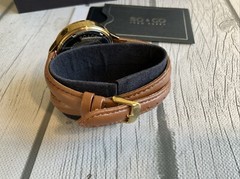 SO & CO New York, Quartz Leather Double Wrap Strap Gold & Brown NEW In Box