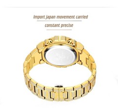18K Gold IPS Plated LED Digital Hip Hop Bling Ice out Mens Watch Iced Cz Diamond