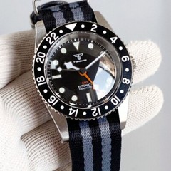 38mm Tandorio Black White Japan NH34A GMT Automatic Mens Watch Ceramic bezel