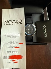 GENUINE Movado Signature Sport Chronograph Watch 44mm Black Blue Border 0607915