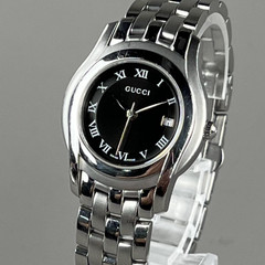 GUCCI 5500L Vintage Ladies Watch 27mm Quartz Black Dial Cal.956.112