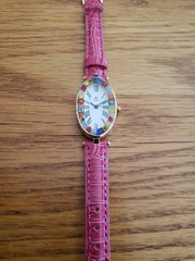 STAUER GLESSIDRA WATCH PINK LEATHER STRAP GENUINE ITALIAN MURANO NEW WITHOUT BOX