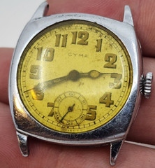 Vintage World War Era CYMA Cushion Case Military Wrist Watch PARTS REPAIR