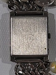 Jalga Charm Bracelet Watch Silver Tone Coins & White Pearls Japan Hong Kong Dial