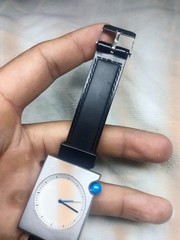 The Azure Horizon Arctic White & Midnight Blue Rectangle Wrist Watch for Mens
