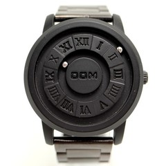 DOM Mens 42mm Watch Black Roman Dial Magnetic Ball Bearing Fidget w New Battery