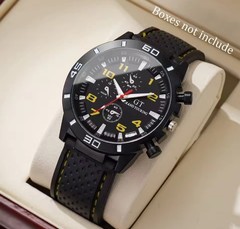 GT Grand Touring Men’s Quartz Analog Watch Black Dial Rubber Strap 44-47.9mm