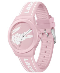 LACOSTE NEOCROC 2001218 PINK DIAL PINK & WHITE SILICONE STRAP 38MM WOMEN WATCH