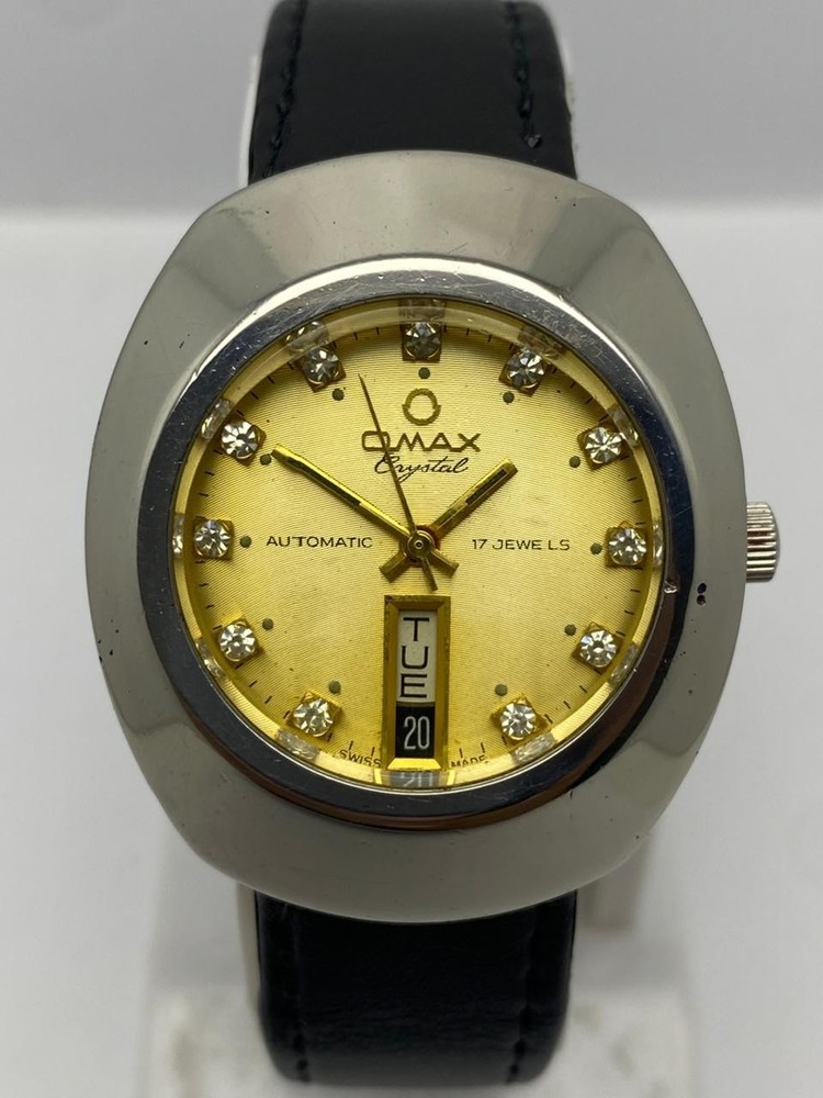 Vintage Omax Crystal Automatic 17 Jewels 35202 Watch Swiss