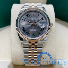 Rolex Datejust 36mm 126231 Rose Gold Fluted Bezel Wimbledon Roman Dial Jubilee