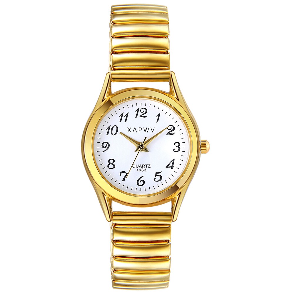 Women Ladies Big Numbers Dial Elastic Band Ultra Thin Quartz Analog Wrist Watch