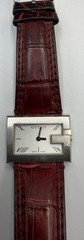 GUCCI 100L Silver Roman Dial G Frame Square Quartz 31mm Ladies Watch Leather Ban