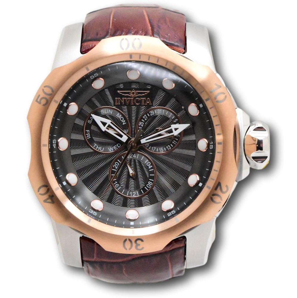 Invicta Venom Dusty Rose Men’s 54mm Multifunction Date Leather Watch 49176