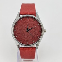 40MM Women’s Watch Red Dial Red Faux Leather Bands New Battery