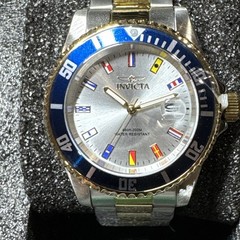 Invicta Pro Diver 49887 Nautical Flag White Dial Two Tone Quartz Mens Watch New