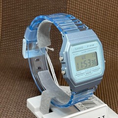 Casio F-91WS-2D Semi-Transparent Blue Digital Youth Digital Light Unisex Watch