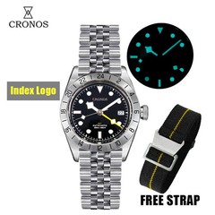 Cronos GMT 39mm NH34 Automatic Watch Sapphire Crystal BGW9 Lum 200m Diver
