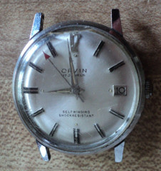 Vtg. Orvin 17 Jewels Self-Winding Mens Watch Silver Tone RUNS Need New Crystal