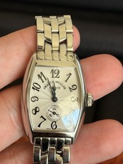 Franck Muller 1750 S6 Cintree Curvex Silver Dial SS Bracelet Box & Papers 2003