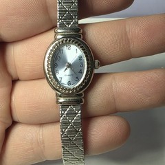 Advance Stainless Silver Ladies Blue Iridescent Stretch Watch Works New Battery
