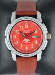 Refurbished Citizen Automatic Orange Dial with Day/Date Men’s Watch | 21 Jewels