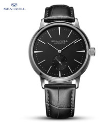 Seagull Men’s 40mm Business Watch 6075 Black/Silver Wristwatch + S/S Mesh Strap