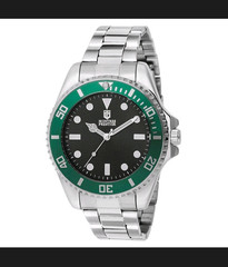 Montres Prestige Men’s Diver Quartz Watch Black Dial Green Rotating Bezel