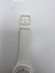 Vintage Swatch Gent White Gold Swiss Quartz Watch New Battery Runs Original Band