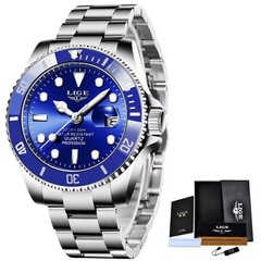 42MM LIGE Quartz Men’s Luxury Watch Dive 30M Waterproof Luminous Stainless NEW