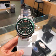 Emporio Armani AR6090 Men’s Green Dial Chronograph Date Quartz Steel Watch