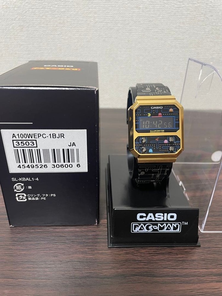 CASIO Pac-Man Collaboration Wristwatch Black Gold Digital A100WEPC-1BJR