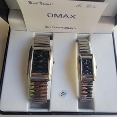 Mark Naimer Mens Watch Black Dial Silver Tone Bracelet Quartz Celebrity Couples