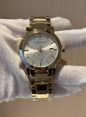 Burberry white dial yellow gold-plated stainless steel unisex watch bu9003
