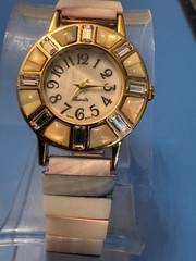 Women’s Quartz Dress Watch Analog Arabic 12-Hour Silver Dial Gold Case Bracelet