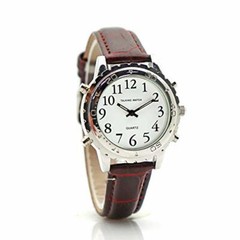 ladies English Talking Watch Blind Elderly 2 FREE BATTERY Brown Leather Band Z
