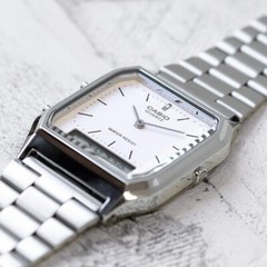 AQ-230A-7D CASIO Watch ORIGINAL Retro Vintage Digital SILVER White