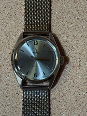 Yema Urban Classic Automatic Watch Blue Sun Ray Dial 36mm 10 BAR Steel Mesh