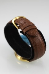 Unbranded Watch Unisex Gold Stainless Steel WR Brown Leather Multicolor Quartz