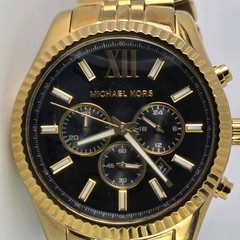 MICHAEL KORS CHRONOGRAPH MEN’S 45mm STAINLESS ST WATER RESISTAN 100M GOLD TONE