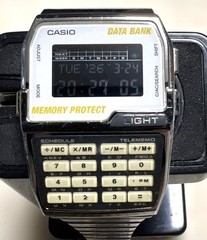 CASIO Data Bank DBC-1500 Calculator Watch Silver Stainless Steel Thailand Rare