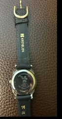Kreisler Eeyore Quartz Analog Watch Silver Tone Black Leather Strap 1990s