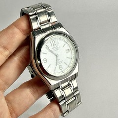 CITIZEN Q&Q HR15 Solar Silver Tone Quartz Analog Men Vintage Watch W518 *WORKING