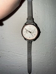 Women’s Fossil Tailor Multifunction Grey Leather Strap Watch ES4048 Works Great