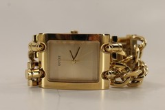 Guess Ladies Heavy Gold Tone Multi-Chain Bracelet Quartz Watch