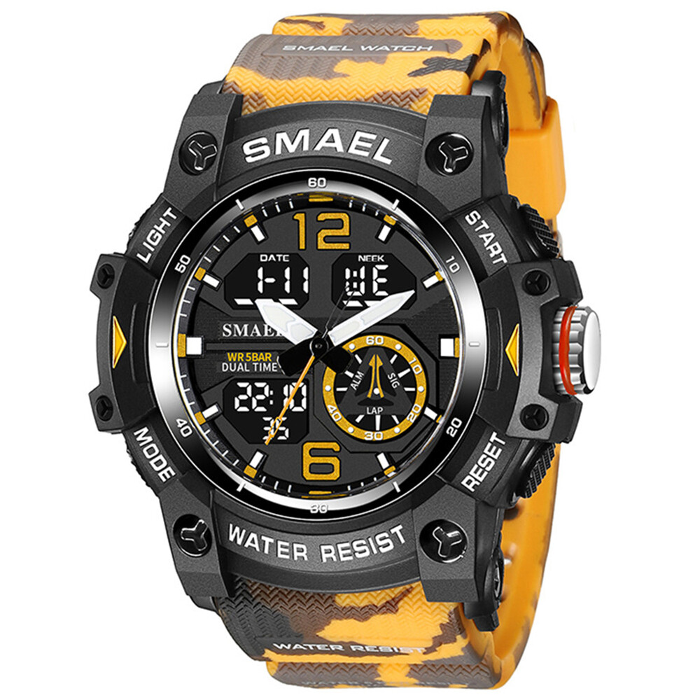 SMAEL Men’s Digital Military Watch Silicone Band LED Water Resist Wristwatch