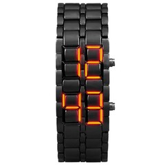 Men’s Digital Lava Wrist Watch Black Metal Red Blue LED Display Sports Watch