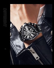 LIGE Fashion Men Watch Triangle Chronograph Military Wristwatch Sport Army Mens